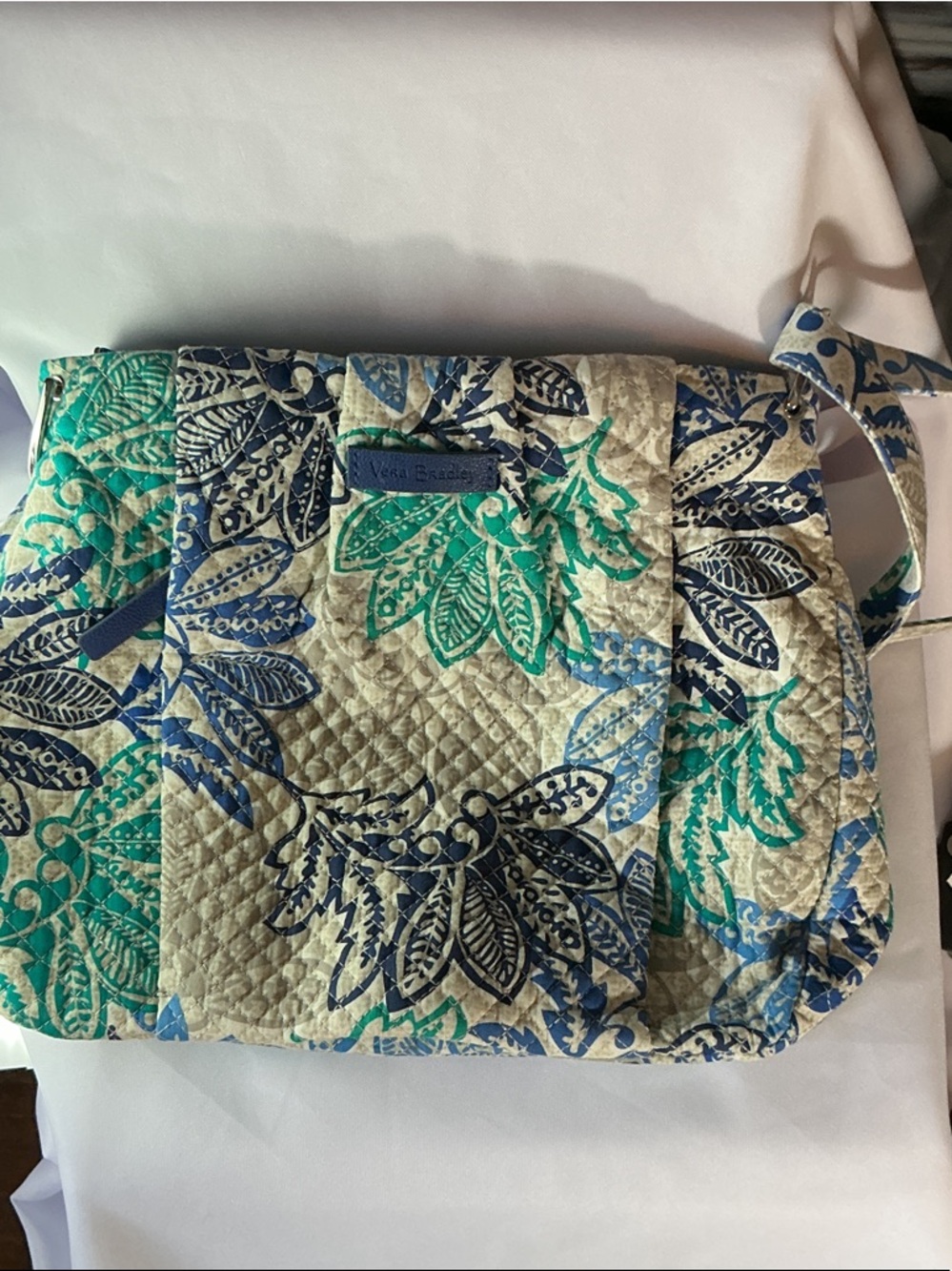 ⭐ Vera Bradley Blue Green Floral Quilted Crossbody Messenger Bag